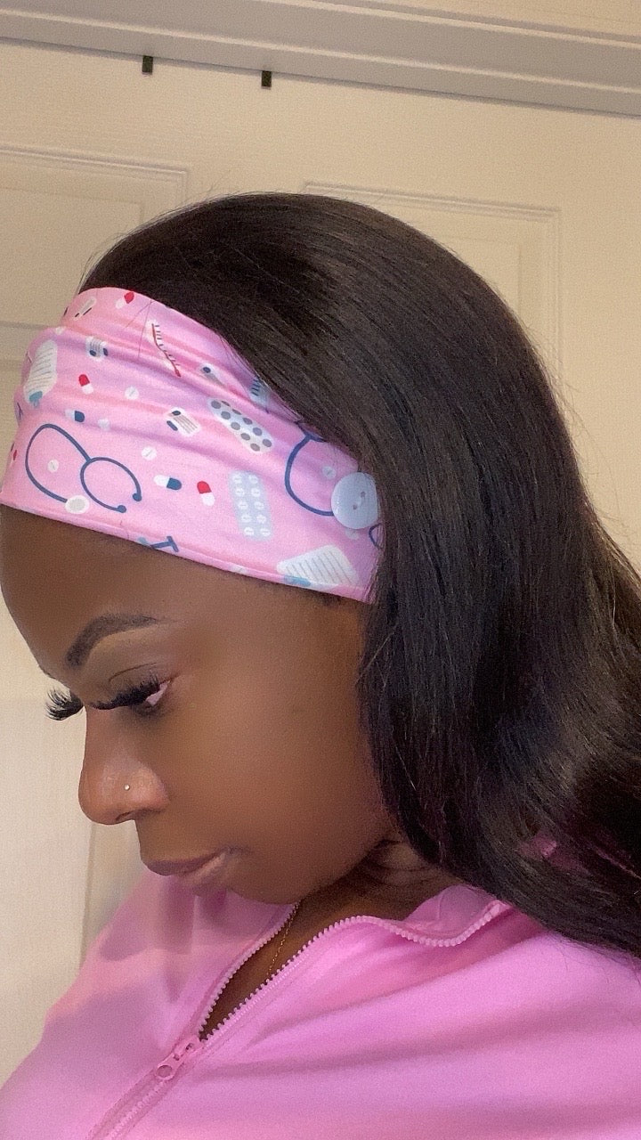 Pink stethoscope medical headband