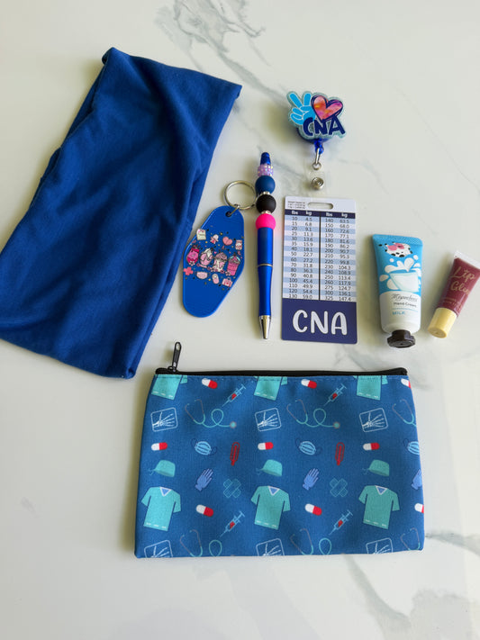 Cna badge reel set pink blue white