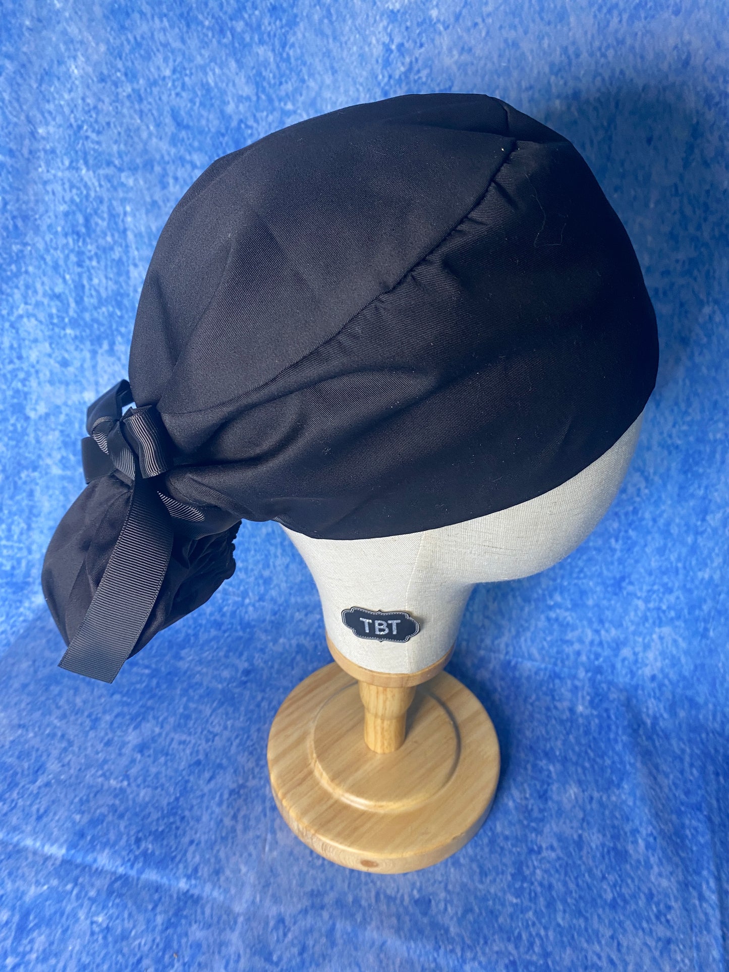 Black satin lined surgical scrub cap