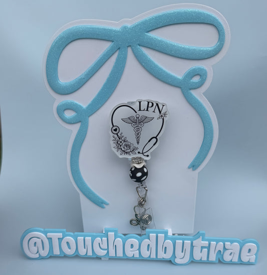 Black and white Lpn badge reel