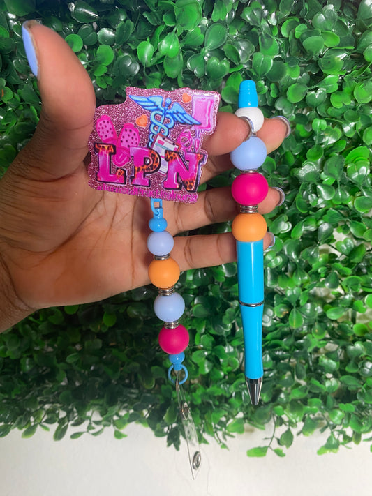 Lpn colorful blue and pink beaded reel set