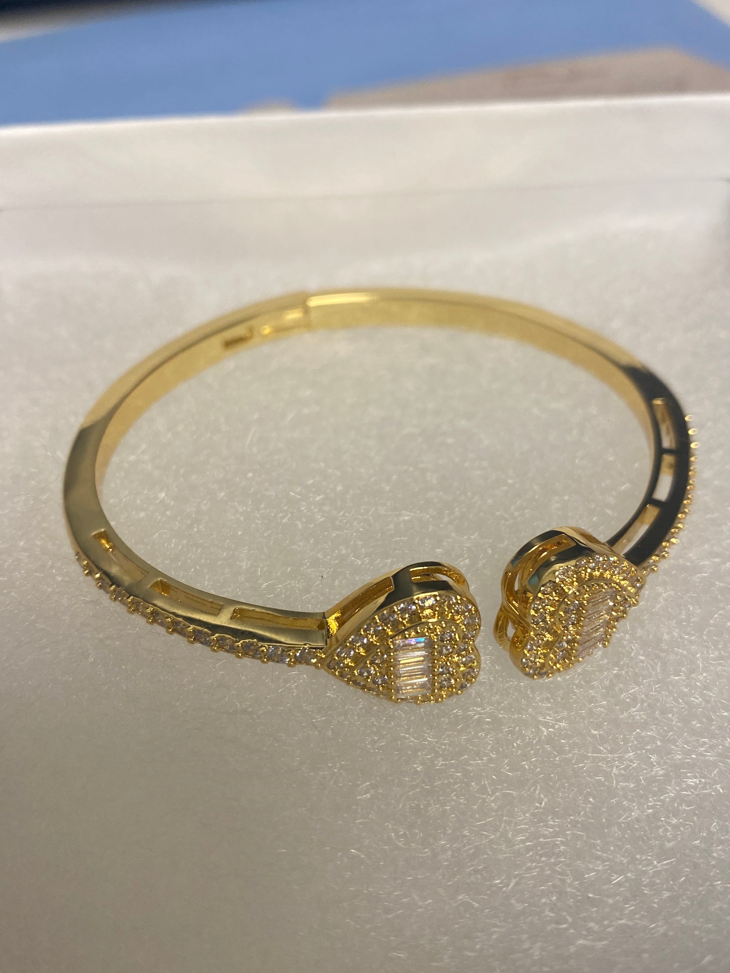 Gold plated heart bangle