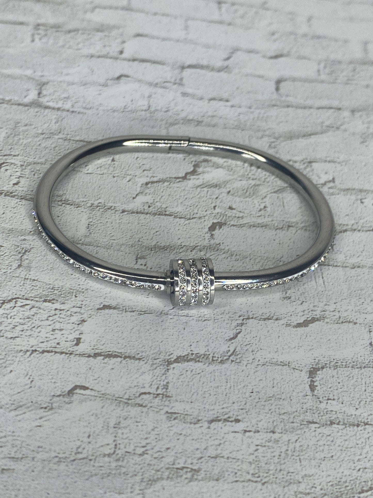 Silver plated rhinestone bangle