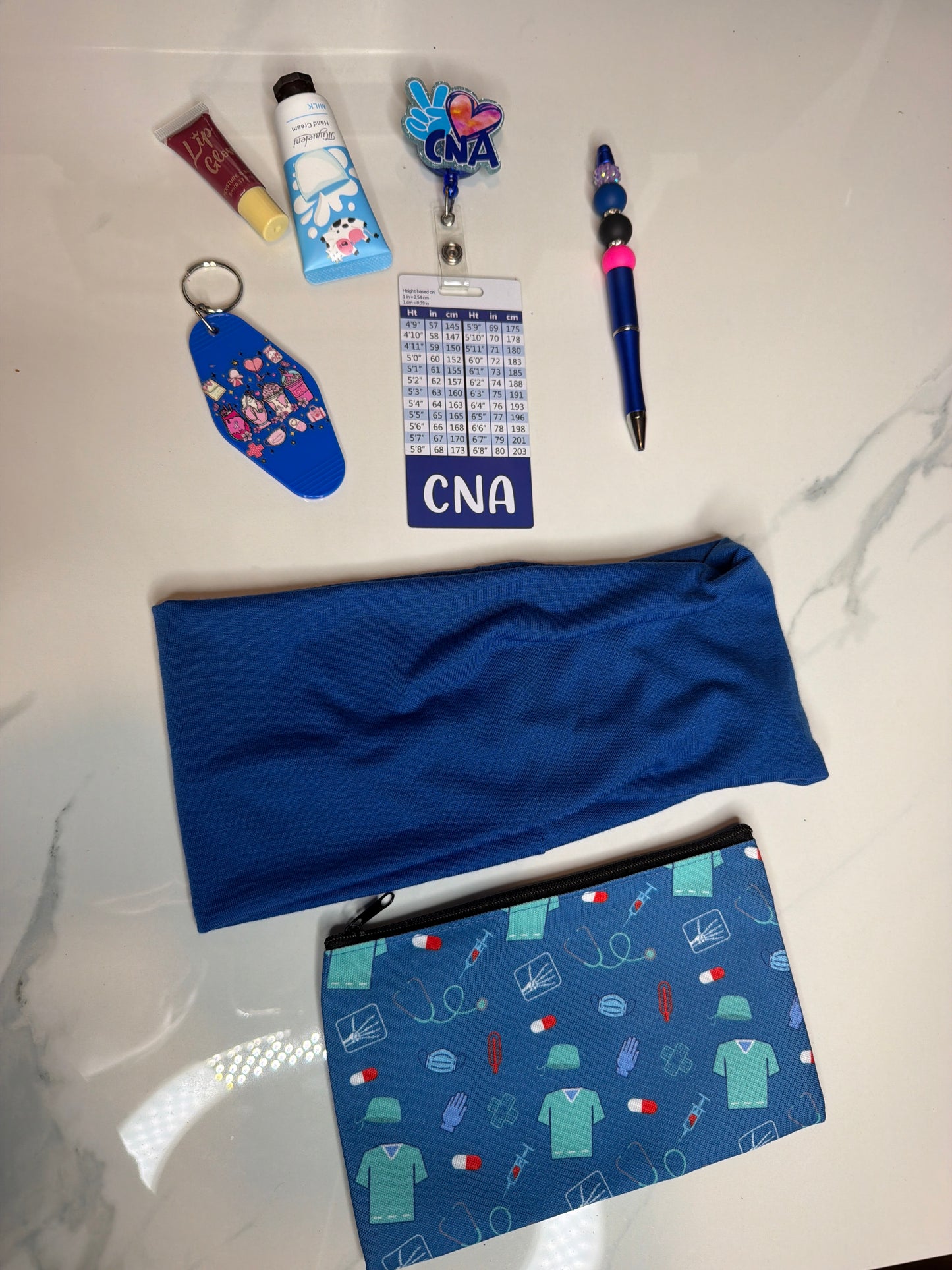 Cna badge reel set pink blue white