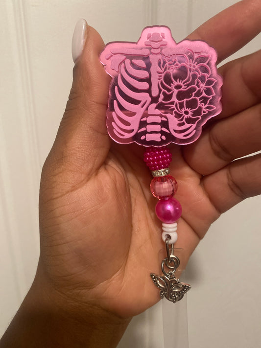 X-ray badge reel beaded and charmed