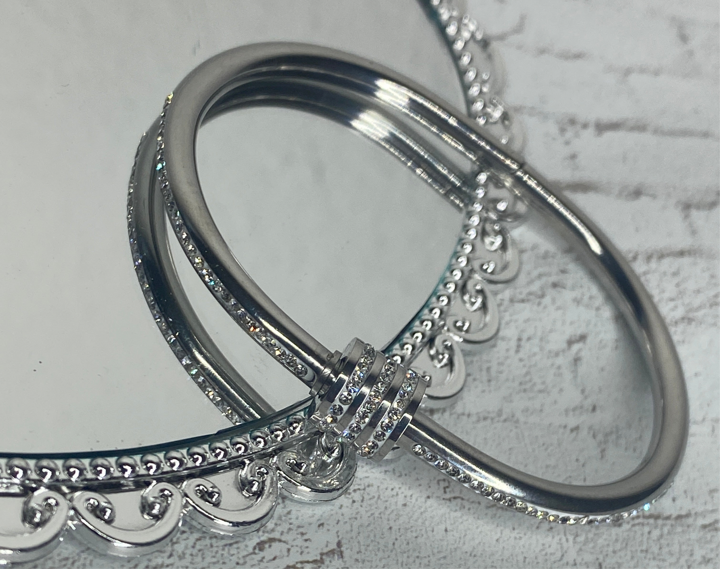 Silver plated rhinestone bangle