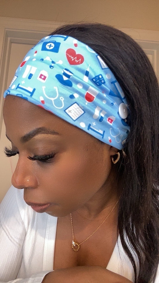 Blue cardiac medical headbands