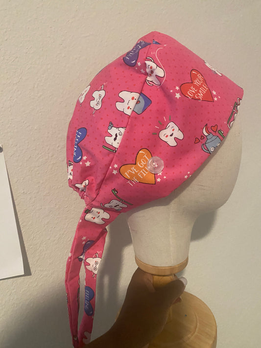 Dental theme satin lined surgical scrub cap