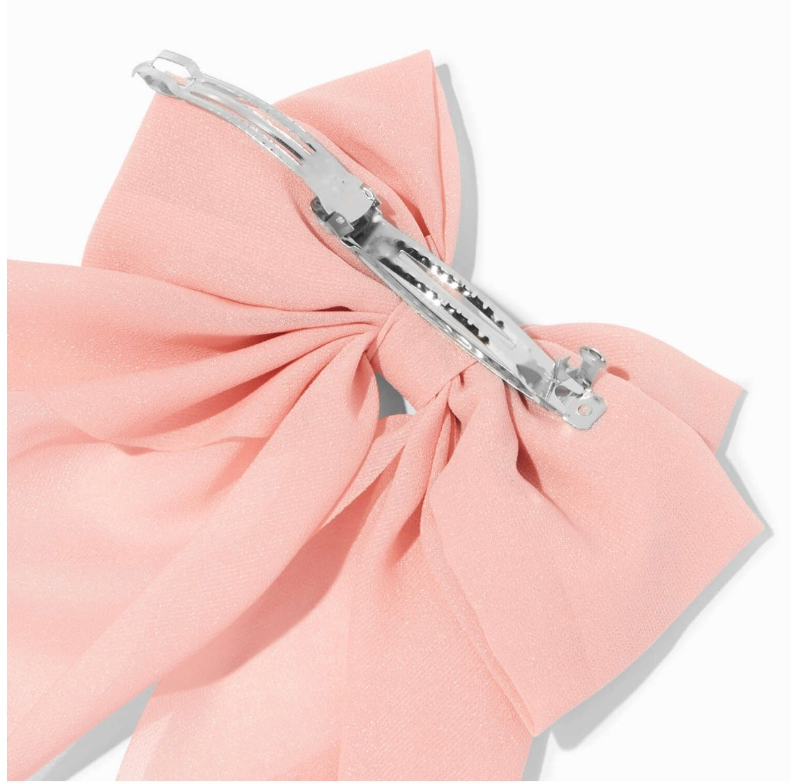 Sheer Pink rose ribbon claw clip bow