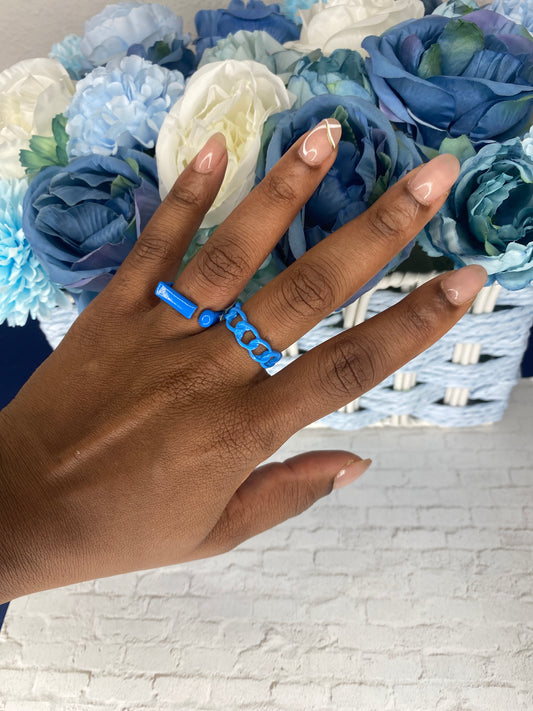 Beautiful blue hard acrylic rings