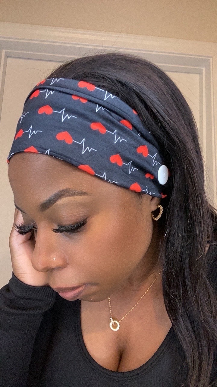 Black heart medical headband