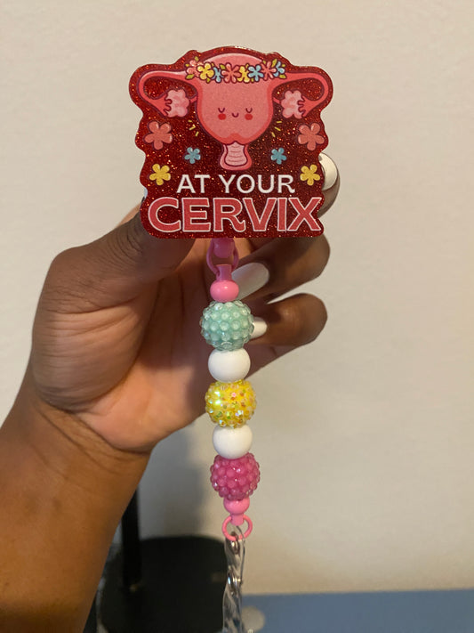 Cervix beaded badge reel