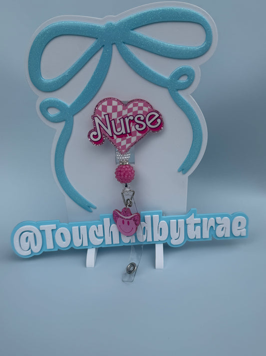 Barbie inspired nurse beaded badge reel