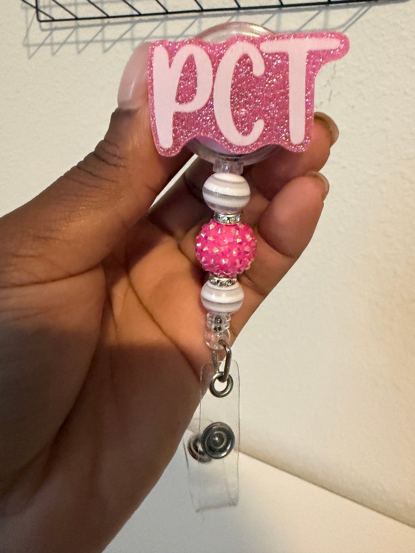 Pink pct badge reels