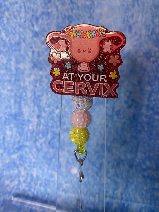 Cervix beaded badge reel