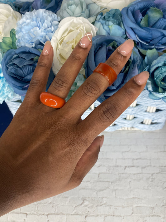 Burnt orange acrylic ring set