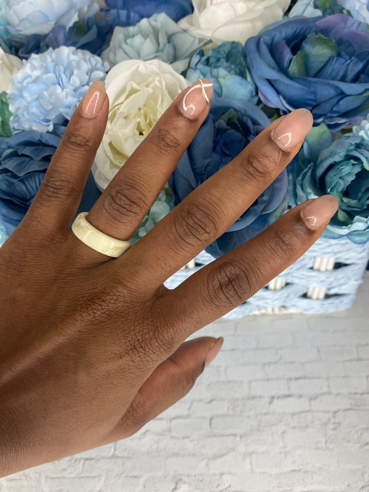 Cream marble acrylic ring