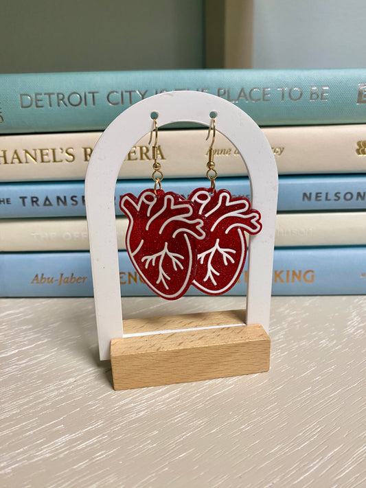 Red & white heart earrings