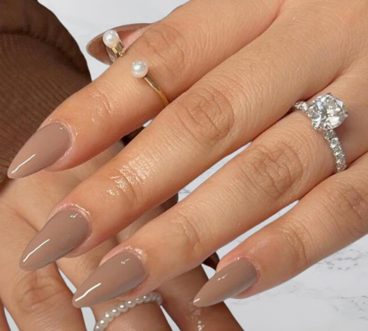 Brown almond shape acrylic nails