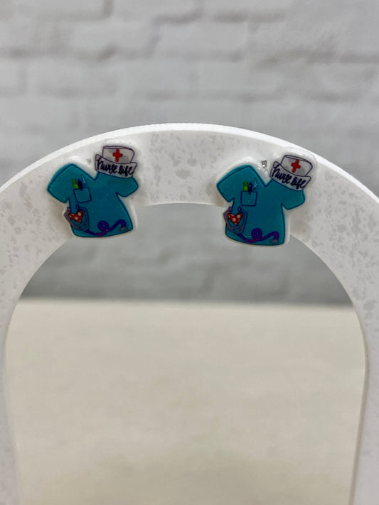 Nurse life stud earrings