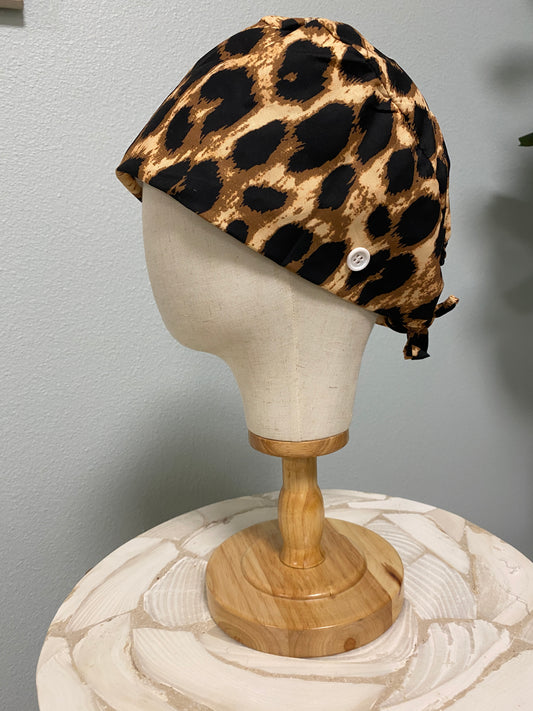 Cheetah themed surgical scrub cap