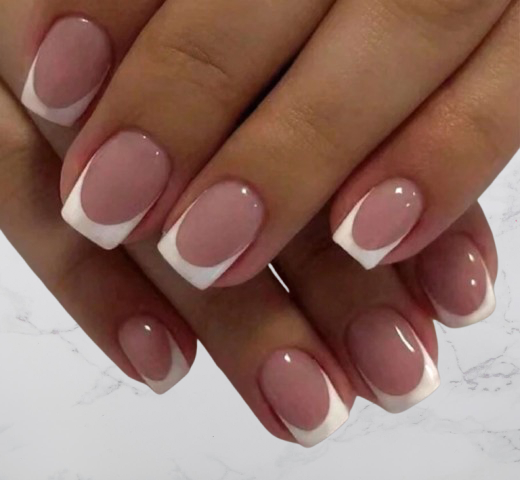 Short white acrylic nails