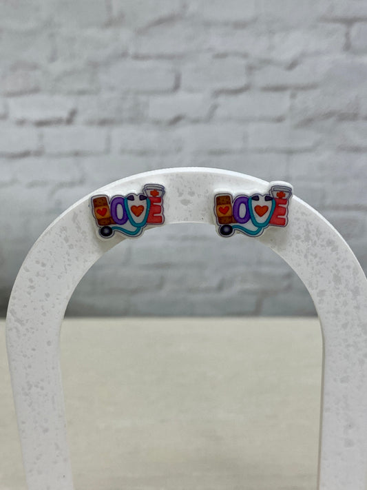 Love stethoscope stud earrings