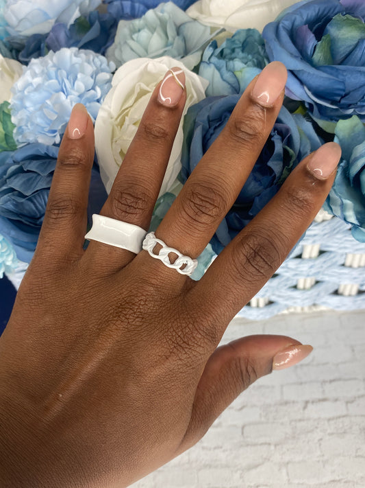 White acrylic ring set