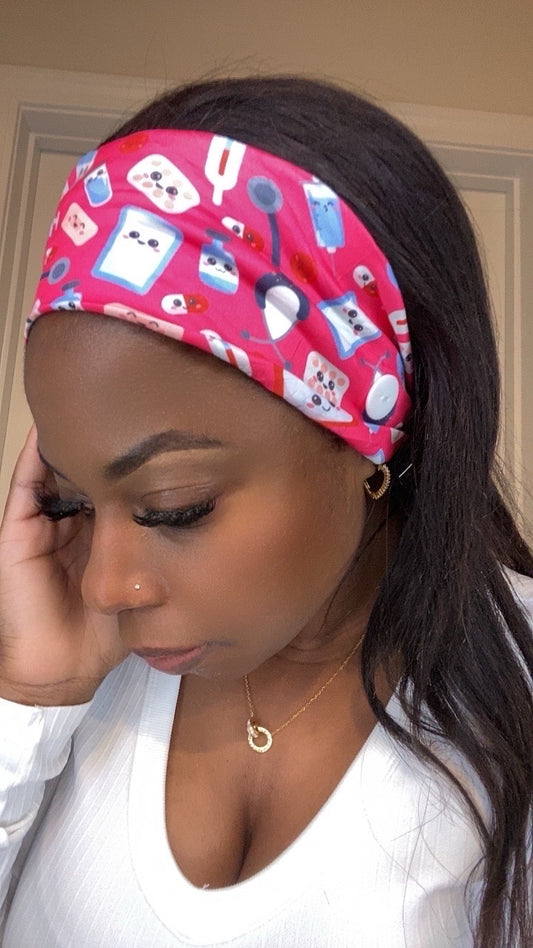 Hot pink thermometer medical headband