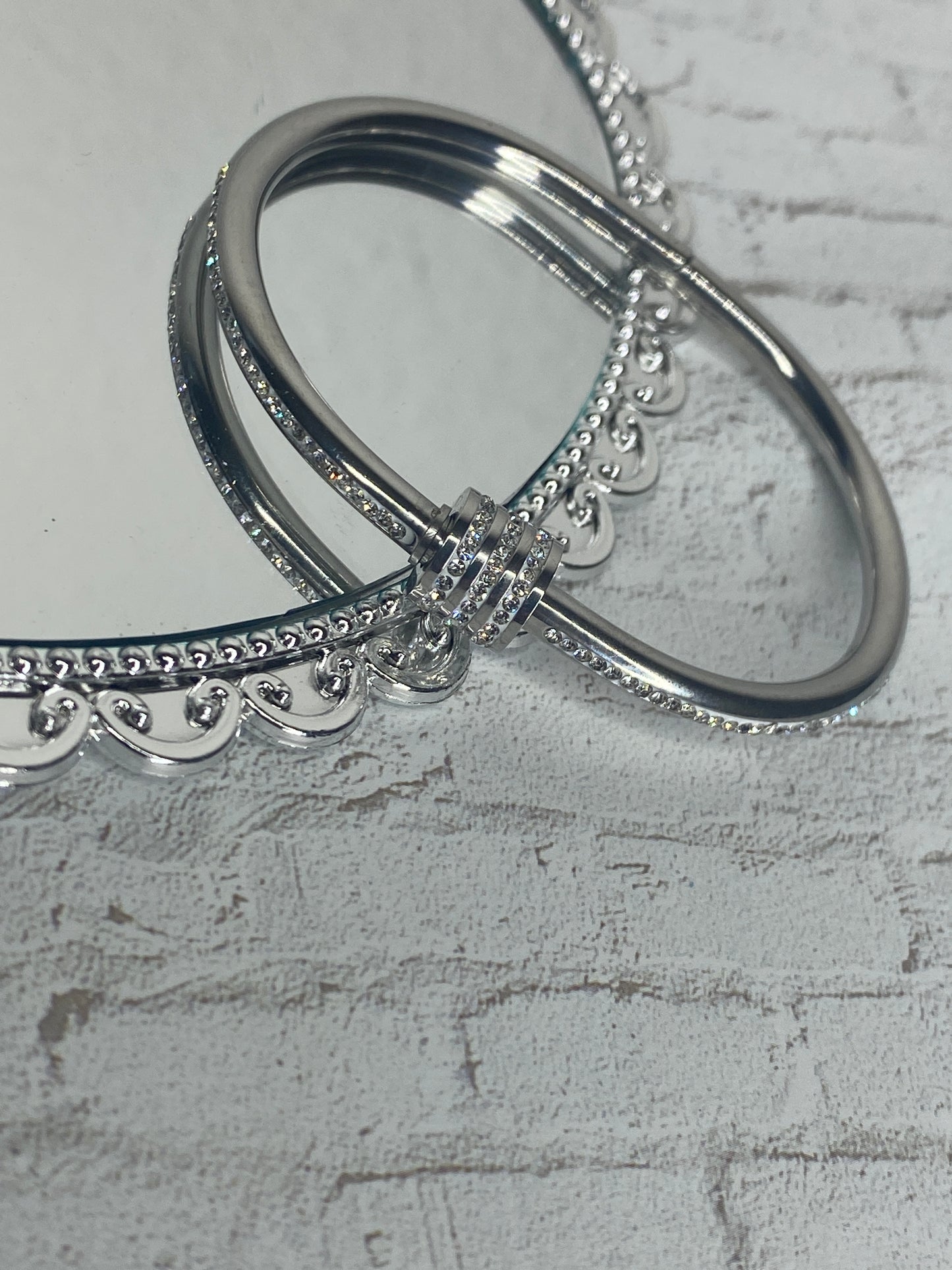 Silver plated rhinestone bangle