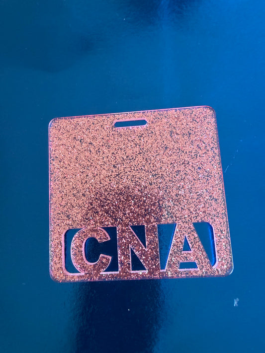 Glitter pink cna badge buddy