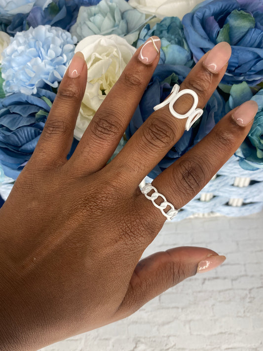 White acrylic ring set