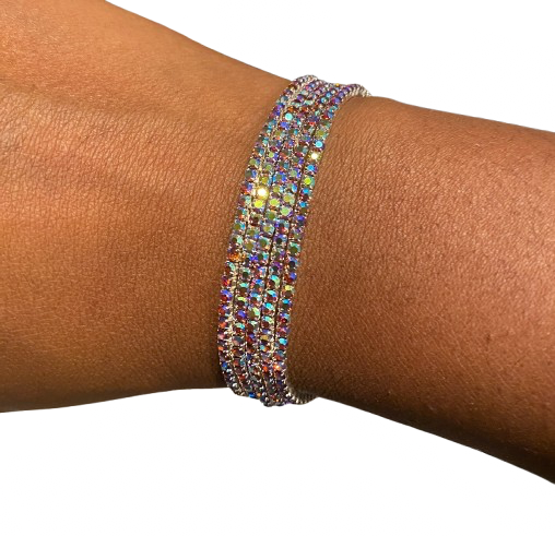 Iridescent colored stretch bracelet sets